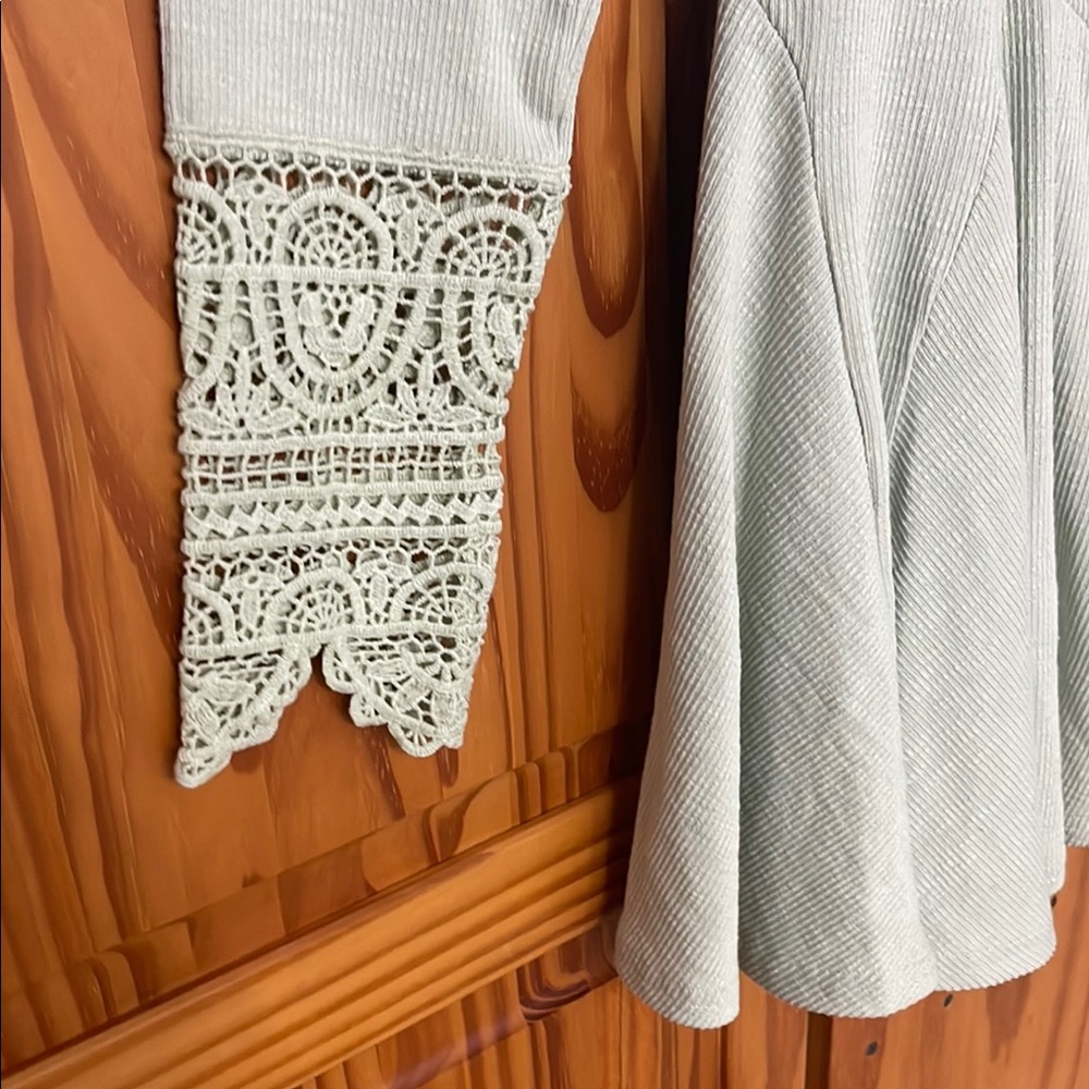 FREE PEOPLE THERMAL ASYMMETRICAL DRESS WOMENS SAGE GREEN CROCHET THUMB HOLES - Picture 4 of 16